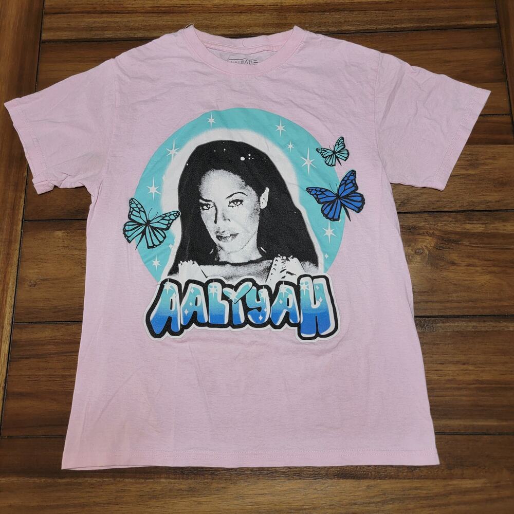 Aaliyah Pink Tee w/ Butterflies - Size Small
